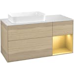 Tvättställsskåp Villeroy & Boch Finion med 3 Lådor Hylla och Bänkskiva för Ocentrerat Fristående Tvättställ