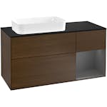 Tvättställsskåp Villeroy & Boch Finion med 3 Lådor Hylla och Bänkskiva för Ocentrerat Fristående Tvättställ