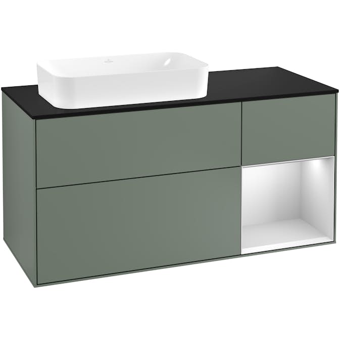 Tvättställsskåp Villeroy & Boch Finion med 3 Lådor Hylla och Bänkskiva för Ocentrerat Fristående Tvättställ