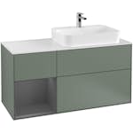 Tvättställsskåp Villeroy & Boch Finion med 3 Lådor Hylla och Bänkskiva för Ocentrerat Ytmonterat Tvättställ