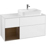 Tvättställsskåp Villeroy & Boch Finion med 3 Lådor Hylla och Bänkskiva för Ocentrerat Ytmonterat Tvättställ