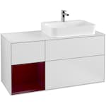 Tvättställsskåp Villeroy & Boch Finion med 3 Lådor Hylla och Bänkskiva för Ocentrerat Ytmonterat Tvättställ