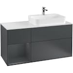Tvättställsskåp Villeroy & Boch Finion med 3 Lådor Hylla och Bänkskiva för Ocentrerat Ytmonterat Tvättställ