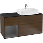 Tvättställsskåp Villeroy & Boch Finion med 3 Lådor Hylla och Bänkskiva för Ocentrerat Ytmonterat Tvättställ