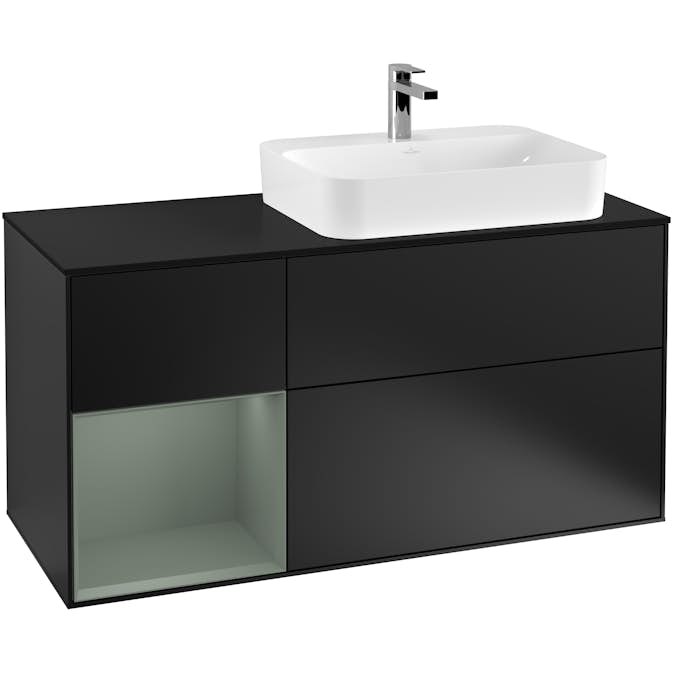 Tvättställsskåp Villeroy & Boch Finion med 3 Lådor Hylla och Bänkskiva för Ocentrerat Ytmonterat Tvättställ