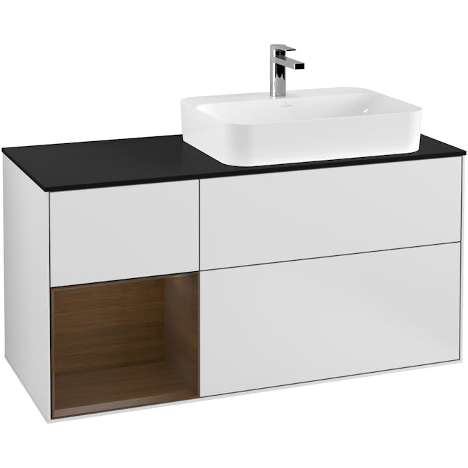 Tvättställsskåp Villeroy & Boch Finion med 3 Lådor Hylla och Bänkskiva för Ocentrerat Ytmonterat Tvättställ