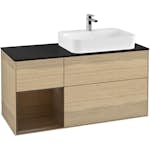 Tvättställsskåp Villeroy & Boch Finion med 3 Lådor Hylla och Bänkskiva för Ocentrerat Ytmonterat Tvättställ