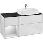 Tvättställsskåp Villeroy & Boch Finion med 3 Lådor Hylla och Bänkskiva för Ocentrerat Ytmonterat Tvättställ