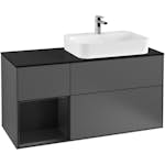 Tvättställsskåp Villeroy & Boch Finion med 3 Lådor Hylla och Bänkskiva för Ocentrerat Ytmonterat Tvättställ