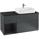 Tvättställsskåp Villeroy & Boch Finion med 3 Lådor Hylla och Bänkskiva för Ocentrerat Ytmonterat Tvättställ
