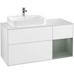 Tvättställsskåp Villeroy & Boch Finion med 3 Lådor Hylla och Bänkskiva för Ocentrerat Ytmonterat Tvättställ