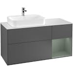 Tvättställsskåp Villeroy & Boch Finion med 3 Lådor Hylla och Bänkskiva för Ocentrerat Ytmonterat Tvättställ
