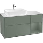 Tvättställsskåp Villeroy & Boch Finion med 3 Lådor Hylla och Bänkskiva för Ocentrerat Ytmonterat Tvättställ