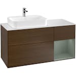 Tvättställsskåp Villeroy & Boch Finion med 3 Lådor Hylla och Bänkskiva för Ocentrerat Ytmonterat Tvättställ