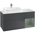 Tvättställsskåp Villeroy & Boch Finion med 3 Lådor Hylla och Bänkskiva för Ocentrerat Ytmonterat Tvättställ