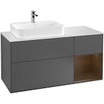 Tvättställsskåp Villeroy & Boch Finion med 3 Lådor Hylla och Bänkskiva för Ocentrerat Ytmonterat Tvättställ