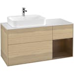 Tvättställsskåp Villeroy & Boch Finion med 3 Lådor Hylla och Bänkskiva för Ocentrerat Ytmonterat Tvättställ
