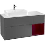 Tvättställsskåp Villeroy & Boch Finion med 3 Lådor Hylla och Bänkskiva för Ocentrerat Ytmonterat Tvättställ