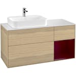 Tvättställsskåp Villeroy & Boch Finion med 3 Lådor Hylla och Bänkskiva för Ocentrerat Ytmonterat Tvättställ
