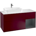 Tvättställsskåp Villeroy & Boch Finion med 3 Lådor Hylla och Bänkskiva för Ocentrerat Ytmonterat Tvättställ