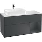 Tvättställsskåp Villeroy & Boch Finion med 3 Lådor Hylla och Bänkskiva för Ocentrerat Ytmonterat Tvättställ