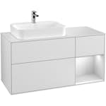 Tvättställsskåp Villeroy & Boch Finion med 3 Lådor Hylla och Bänkskiva för Ocentrerat Ytmonterat Tvättställ