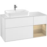 Tvättställsskåp Villeroy & Boch Finion med 3 Lådor Hylla och Bänkskiva för Ocentrerat Ytmonterat Tvättställ