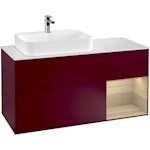 Tvättställsskåp Villeroy & Boch Finion med 3 Lådor Hylla och Bänkskiva för Ocentrerat Ytmonterat Tvättställ