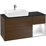 Tvättställsskåp Villeroy & Boch Finion med 3 Lådor Hylla och Bänkskiva för Ocentrerat Ytmonterat Tvättställ