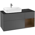 Tvättställsskåp Villeroy & Boch Finion med 3 Lådor Hylla och Bänkskiva för Ocentrerat Ytmonterat Tvättställ
