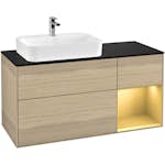 Tvättställsskåp Villeroy & Boch Finion med 3 Lådor Hylla och Bänkskiva för Ocentrerat Ytmonterat Tvättställ