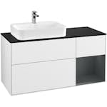 Tvättställsskåp Villeroy & Boch Finion med 3 Lådor Hylla och Bänkskiva för Ocentrerat Ytmonterat Tvättställ