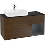 Tvättställsskåp Villeroy & Boch Finion med 3 Lådor Hylla och Bänkskiva för Ocentrerat Ytmonterat Tvättställ