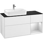 Tvättställsskåp Villeroy & Boch Finion med 3 Lådor Hylla och Bänkskiva för Ocentrerat Ytmonterat Tvättställ