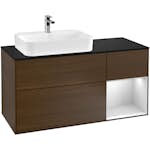 Tvättställsskåp Villeroy & Boch Finion med 3 Lådor Hylla och Bänkskiva för Ocentrerat Ytmonterat Tvättställ