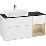 Tvättställsskåp Villeroy & Boch Finion med 3 Lådor Hylla och Bänkskiva för Ocentrerat Ytmonterat Tvättställ