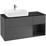 Tvättställsskåp Villeroy & Boch Finion med 3 Lådor Hylla och Bänkskiva för Ocentrerat Ytmonterat Tvättställ