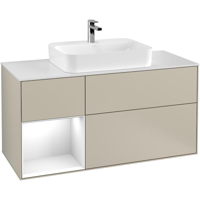 Tvättställsskåp Villeroy & Boch Finion med 3 Lådor Hylla och Bänkskiva för Ytmonterat Tvättställ