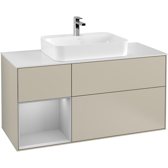 Tvättställsskåp Villeroy & Boch Finion med 3 Lådor Hylla och Bänkskiva för Ytmonterat Tvättställ
