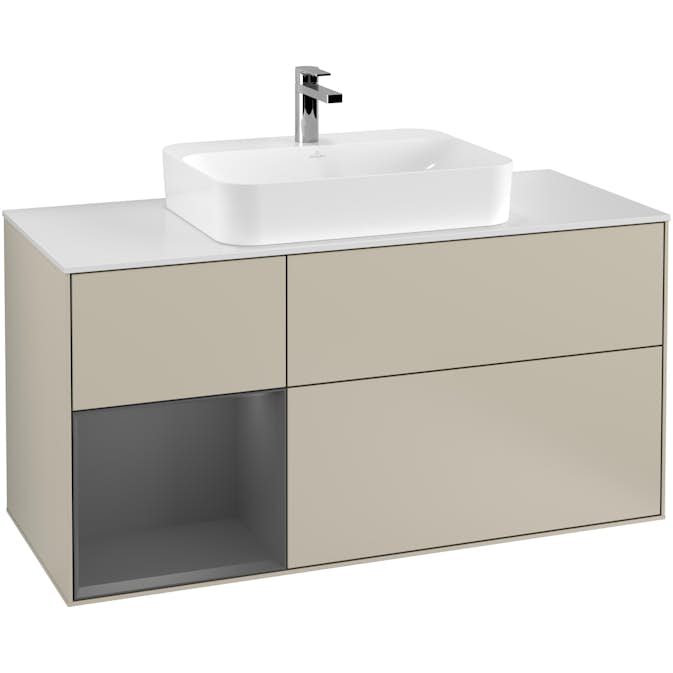 Tvättställsskåp Villeroy & Boch Finion med 3 Lådor Hylla och Bänkskiva för Ytmonterat Tvättställ