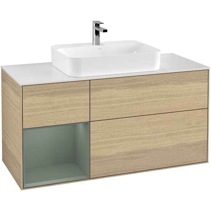 Tvättställsskåp Villeroy & Boch Finion med 3 Lådor Hylla och Bänkskiva för Ytmonterat Tvättställ