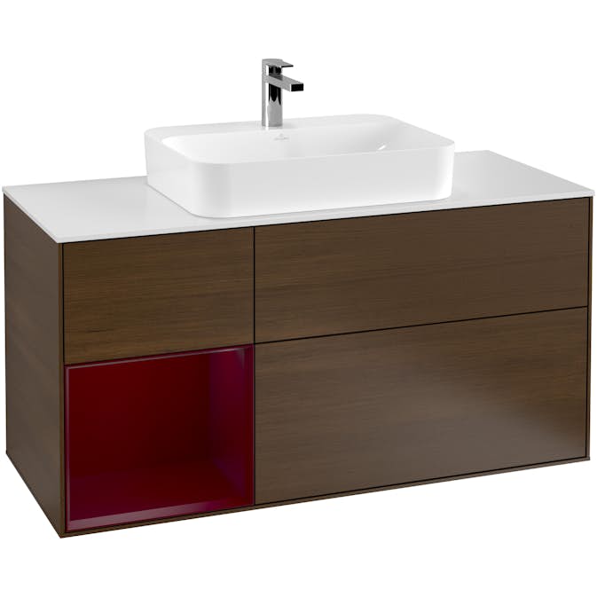 Tvättställsskåp Villeroy & Boch Finion med 3 Lådor Hylla och Bänkskiva för Ytmonterat Tvättställ