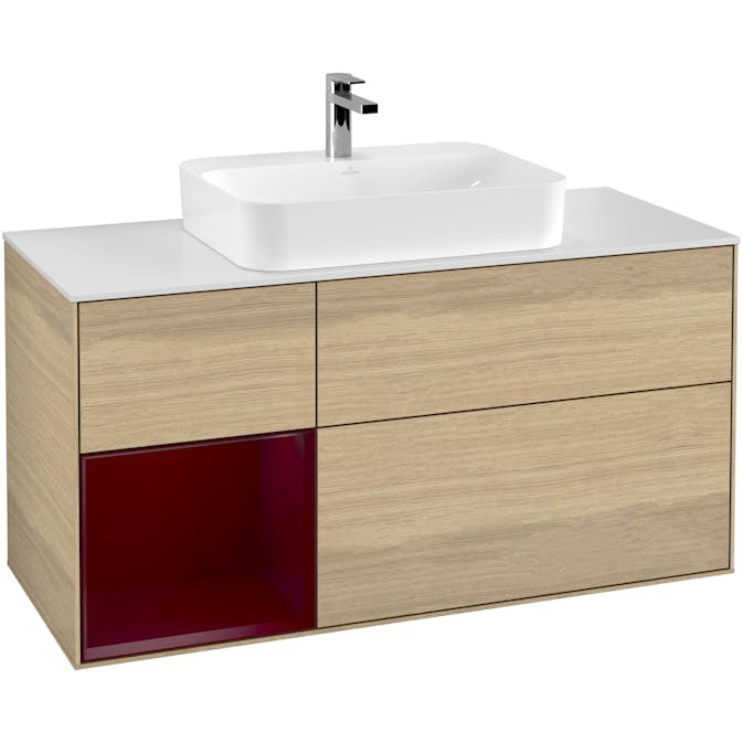 Tvättställsskåp Villeroy & Boch Finion med 3 Lådor Hylla och Bänkskiva för Ytmonterat Tvättställ