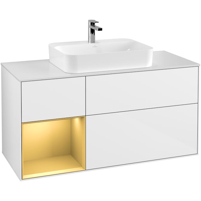 Tvättställsskåp Villeroy & Boch Finion med 3 Lådor Hylla och Bänkskiva för Ytmonterat Tvättställ