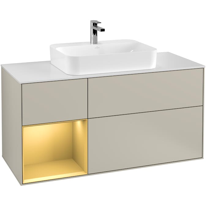 Tvättställsskåp Villeroy & Boch Finion med 3 Lådor Hylla och Bänkskiva för Ytmonterat Tvättställ