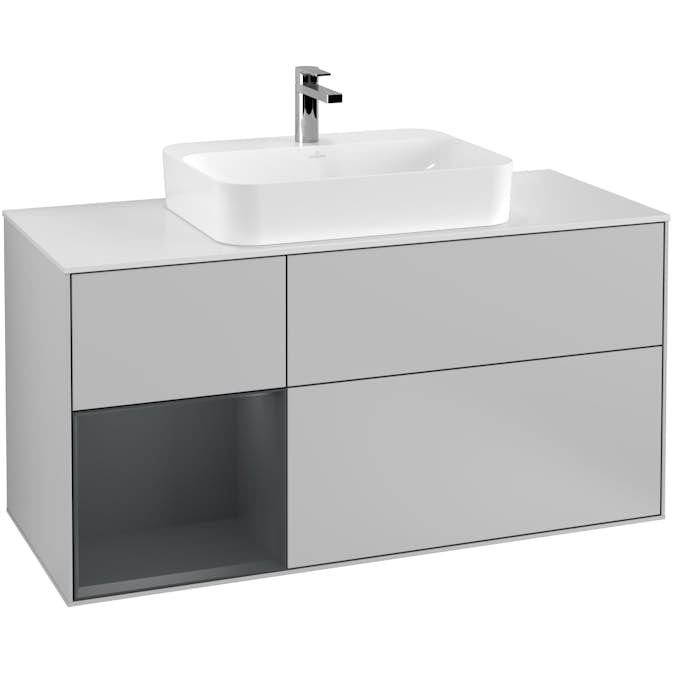 Tvättställsskåp Villeroy & Boch Finion med 3 Lådor Hylla och Bänkskiva för Ytmonterat Tvättställ