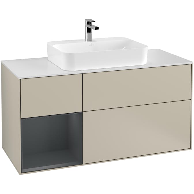 Tvättställsskåp Villeroy & Boch Finion med 3 Lådor Hylla och Bänkskiva för Ytmonterat Tvättställ