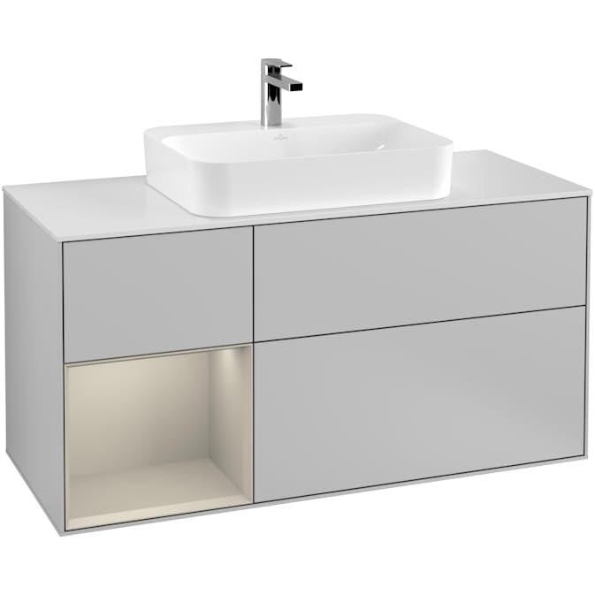 Tvättställsskåp Villeroy & Boch Finion med 3 Lådor Hylla och Bänkskiva för Ytmonterat Tvättställ