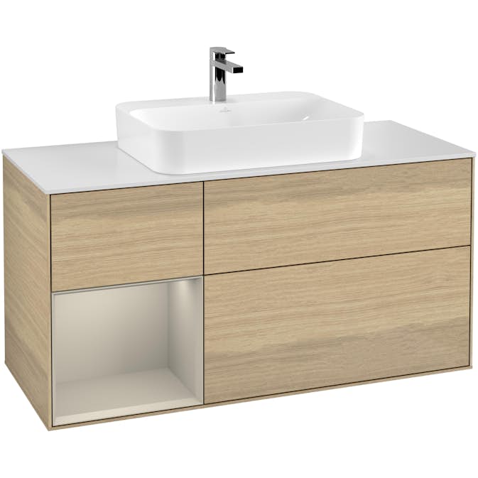 Tvättställsskåp Villeroy & Boch Finion med 3 Lådor Hylla och Bänkskiva för Ytmonterat Tvättställ