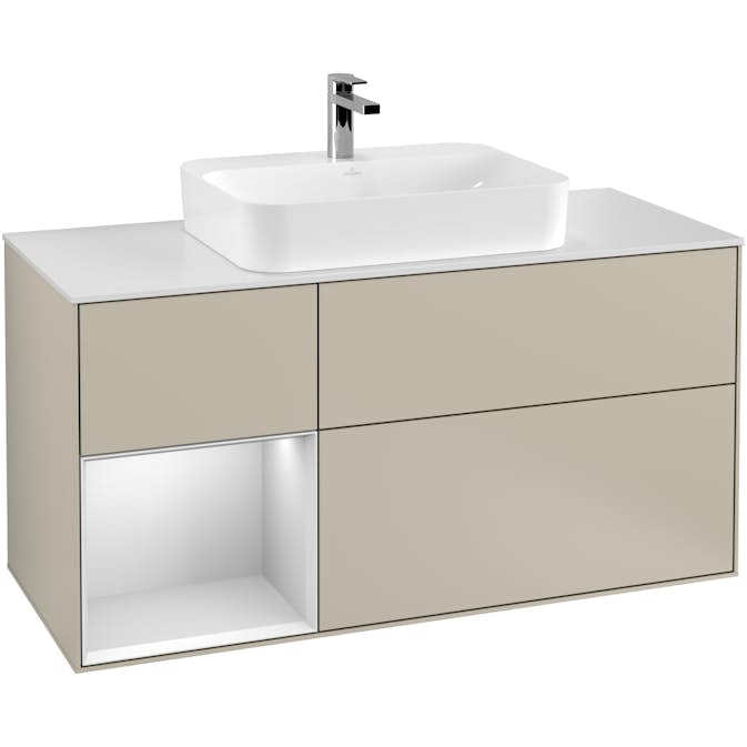 Tvättställsskåp Villeroy & Boch Finion med 3 Lådor Hylla och Bänkskiva för Ytmonterat Tvättställ